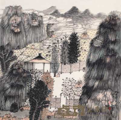 胡一龙 2005年作 杜甫诗意图 镜心 68×68cm
